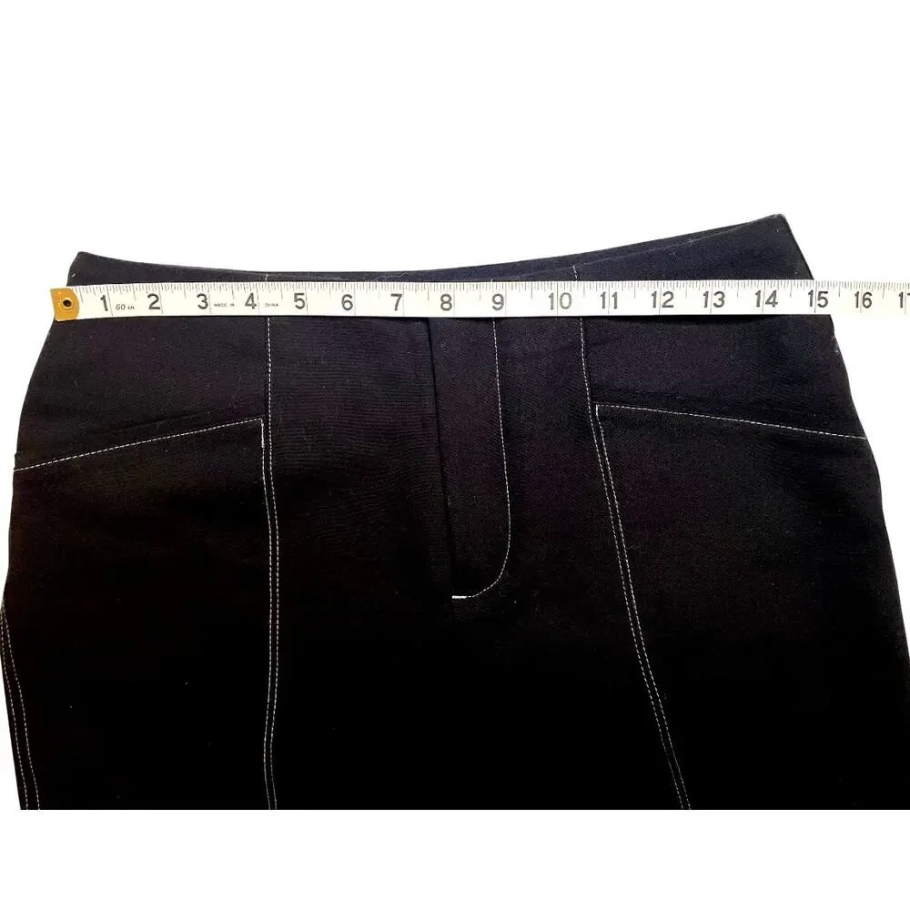 INC International Concepts Black Stitch Detail‎ High Waist Shorts Women Size 4
